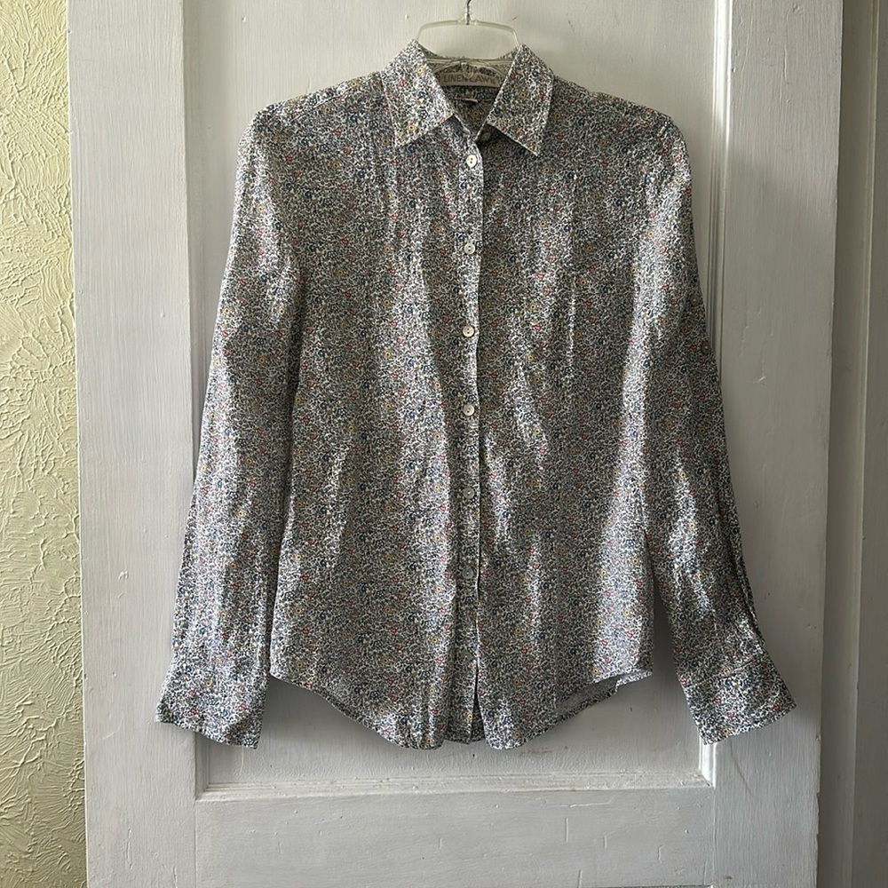 Linen Lawn x Liberty Fabrics Long Sleeve Button Down Linen Blend Blouse Top